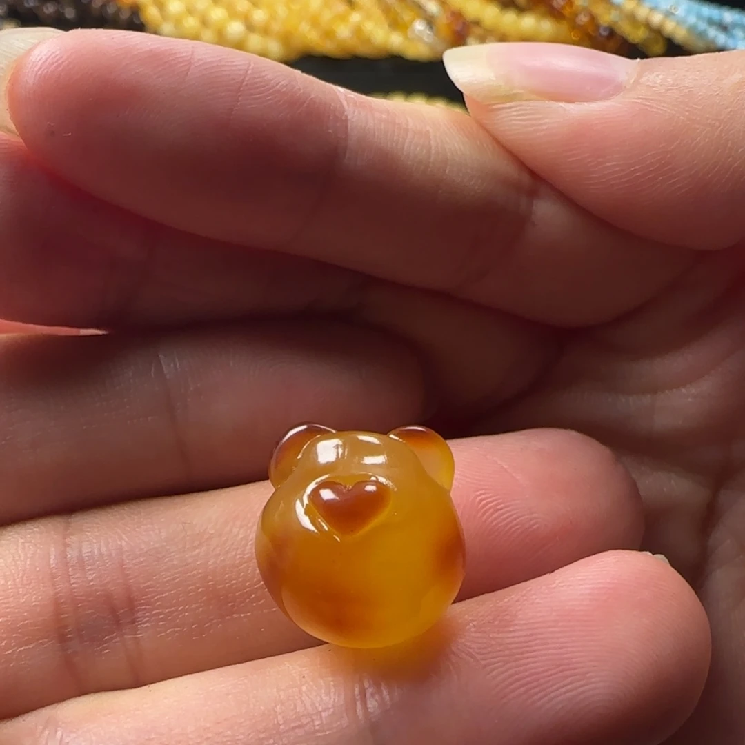 *****蜜蜡未镶嵌颈饰蜜蜡俏色小熊头（打孔不退换）