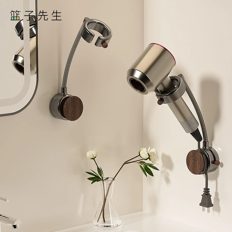 吸盘吹风机支架免打孔卫生间旋转风筒收纳架壁挂式懒人电吹风挂架