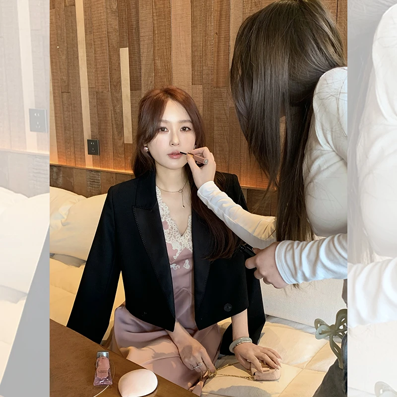 【篙端线M系列】口碑升级 M系列-气质短款缎面拼接西装 QGA1001