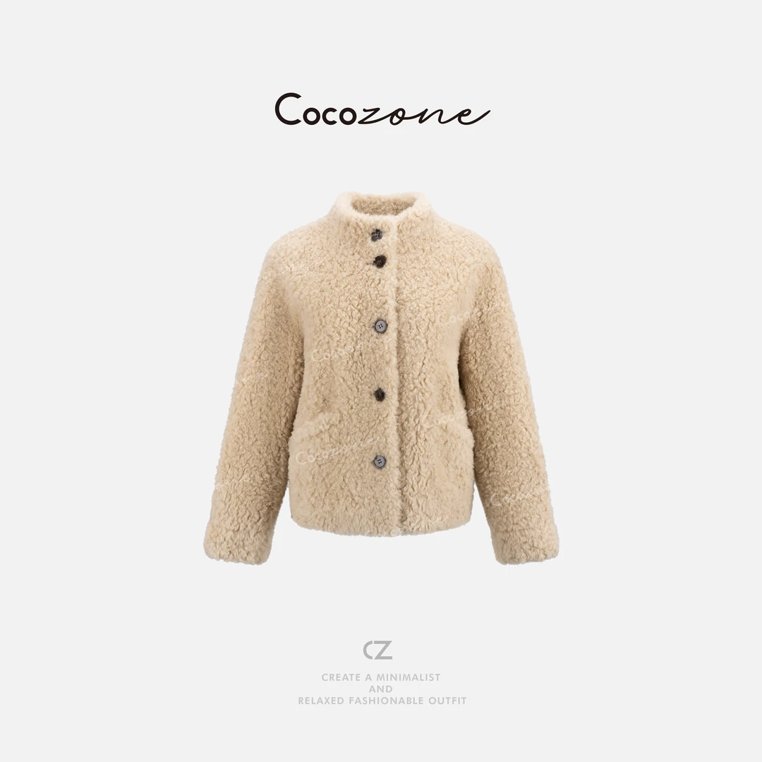 COCO ZONE 刘一一 ”暖宝宝“100绵羊毛单排扣外套 CD2A1804
