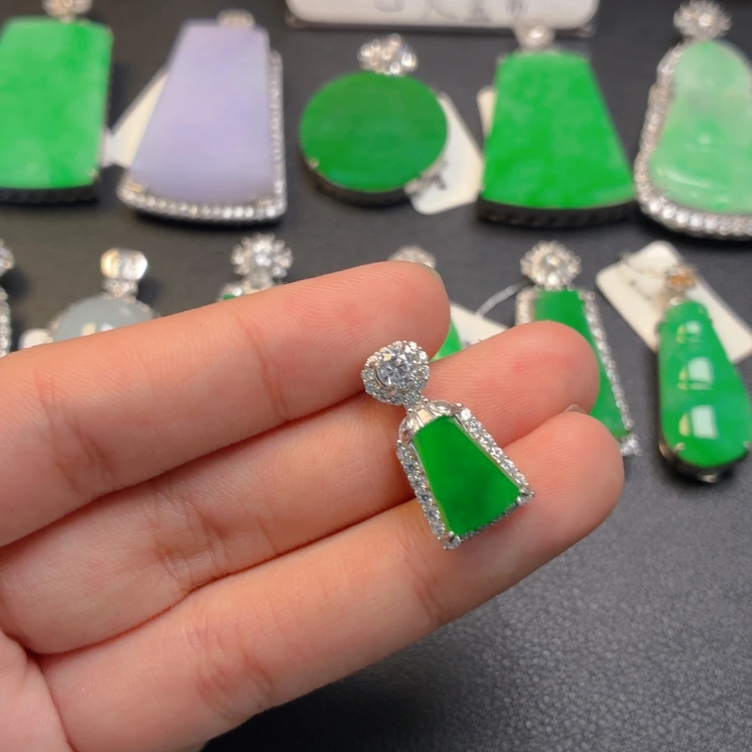 翡翠银S925镶嵌吊坠(不含链)