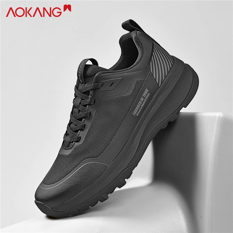 Aokang/奥康官方正品男鞋秋季新款运动鞋男黑色休闲鞋跑步户外鞋