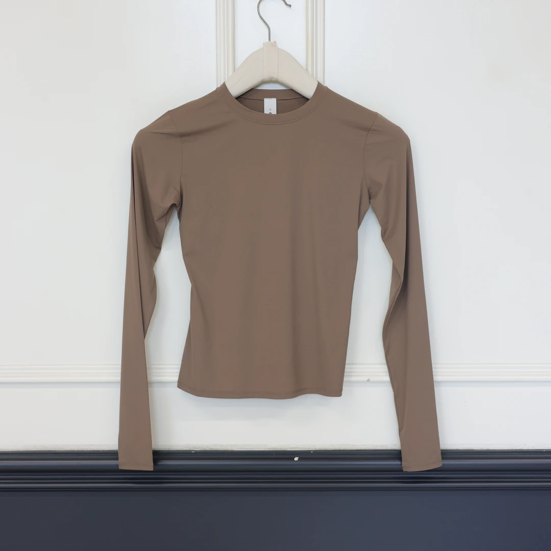 2508195【壁虎姐】GECKO秋冬新款 棕色紧身修身长袖T恤