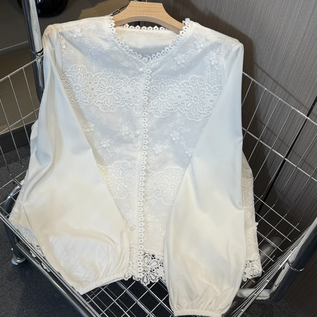 【木兮】2026秋款刺绣圆领百搭文艺新中式女士国风衬衫