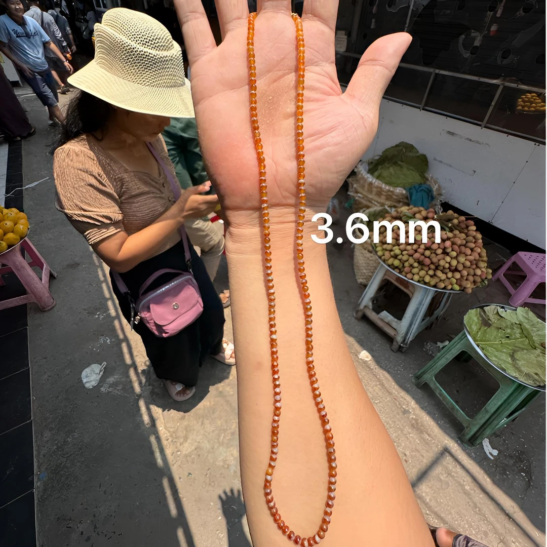 0602(小哪吒在源头)冰种翡翠红翡鸳鸯珠链尺寸3.6mm干净杠味足M50