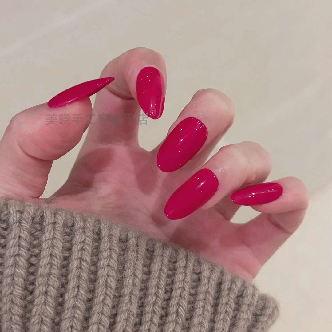 [有缘人] 简约纯色红手工穿戴甲 003#