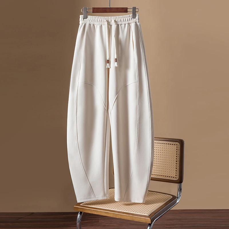 华棉复合休闲阔腿香蕉裤女春秋冬时尚新款复古哈伦宽松垂感镰刀裤
