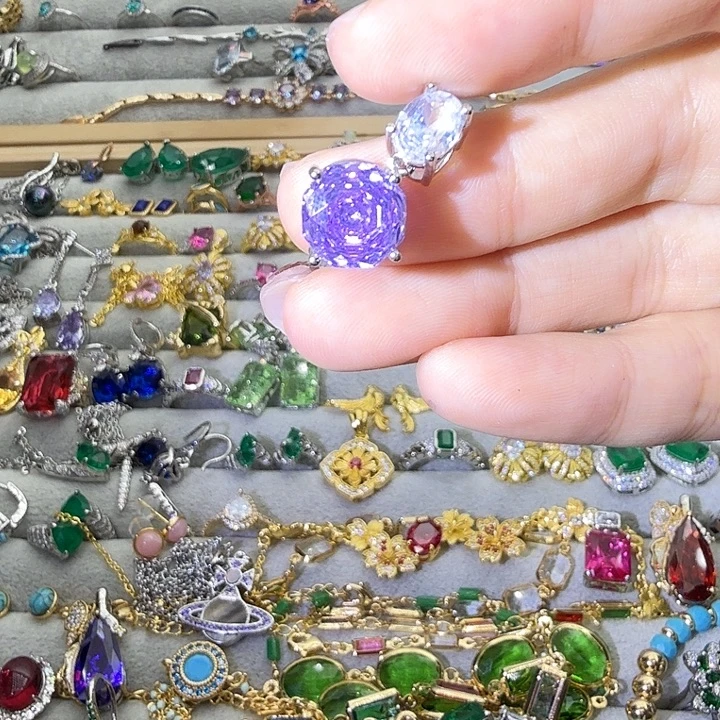 戒指银S925镶嵌水晶