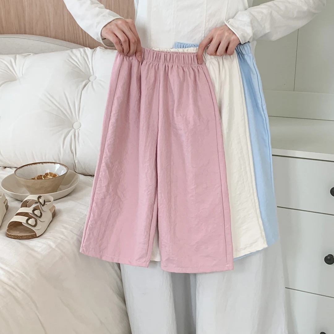 【奶芙山本裤】夏季女童九分阔腿直筒裤新款纯色薄款休闲百搭山本裤