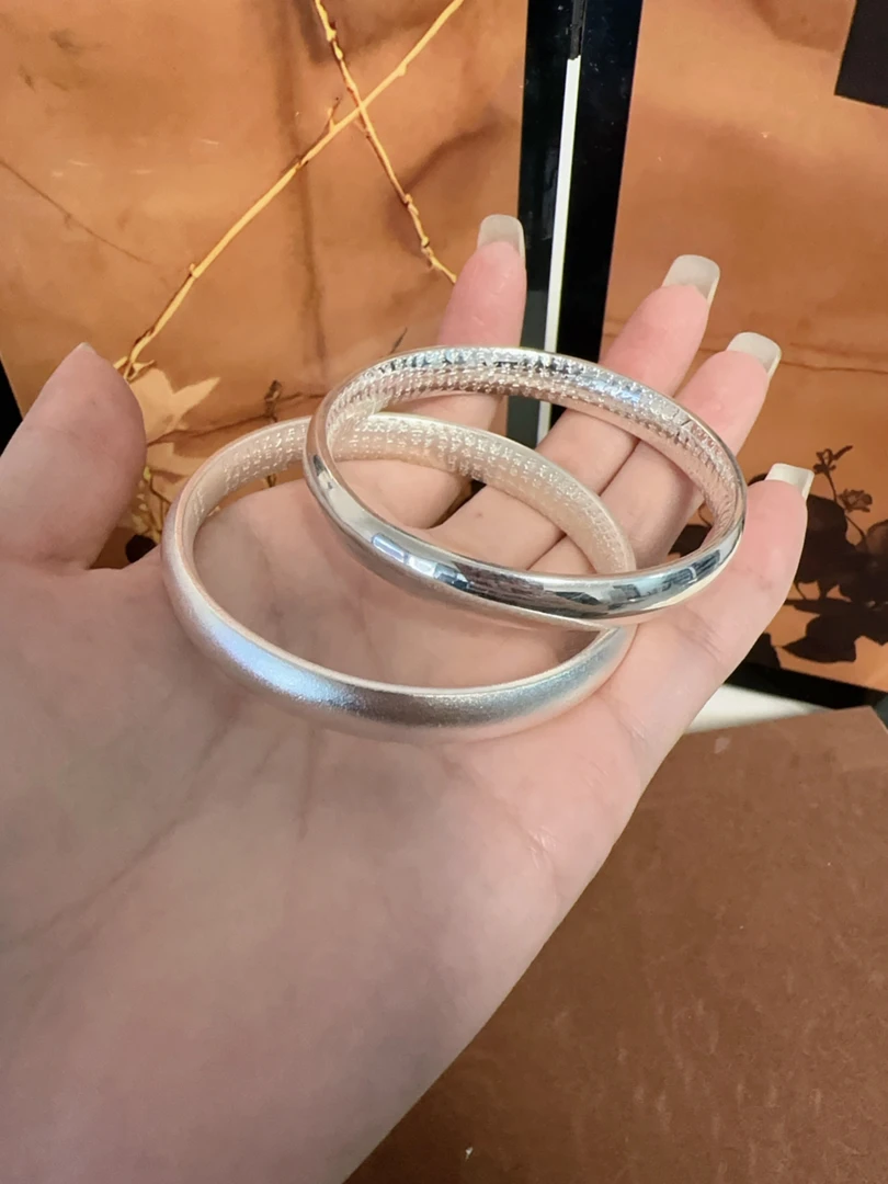 足银手镯 D14贵妃心经手镯闭口款