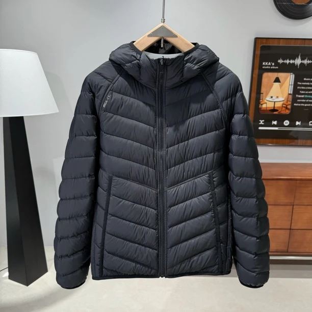 秋冬高品质90鹅绒连帽外套男士保暖上衣时尚百搭双面穿轻薄羽绒服