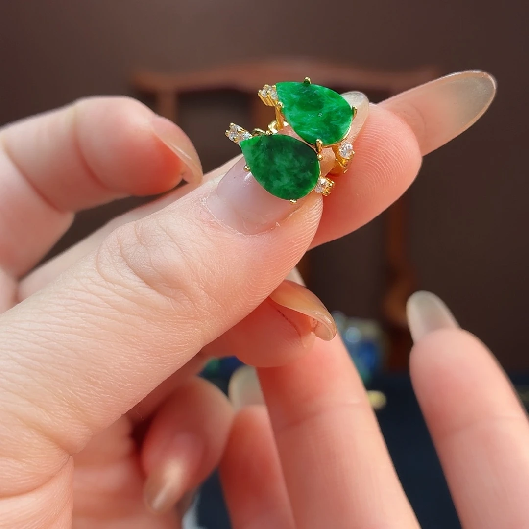 翡翠银S925镶嵌耳饰