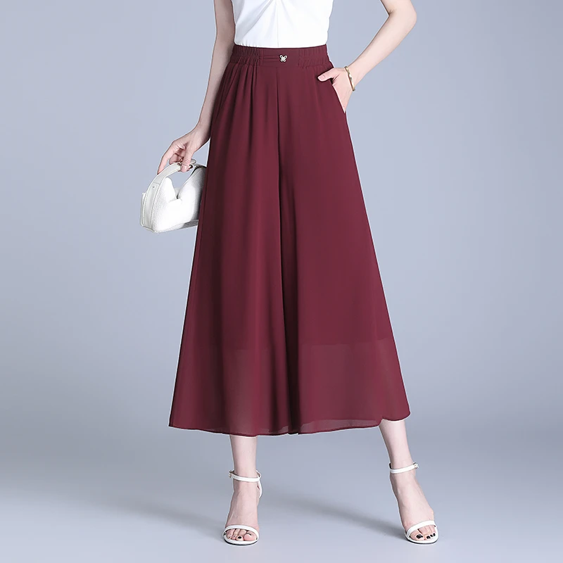 雪纺八分阔腿裤裙女夏季薄款2025新款今年流行爆款妈妈小个子裙裤