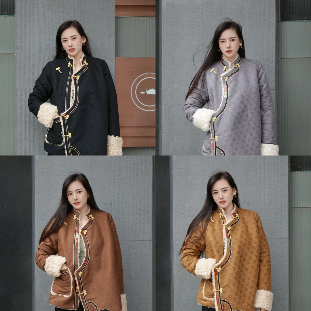 WT-M064冬季加厚加绒外套藏族修身显瘦民族风服装女款