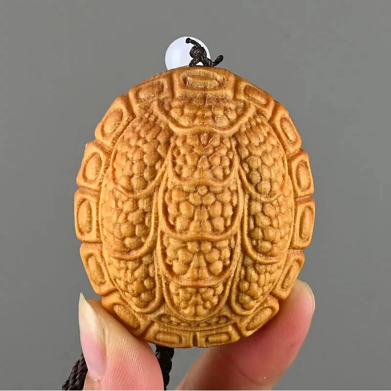 崖柏木手把件大富甲长5.8cm挂件文玩件乌龟壳实木雕刻工艺品茶宠