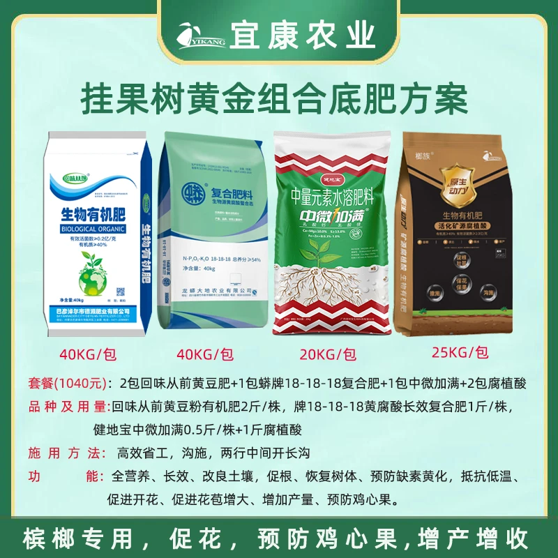 槟榔挂果树全营养组合底肥方案有机肥复合肥中微量促进开花增产量