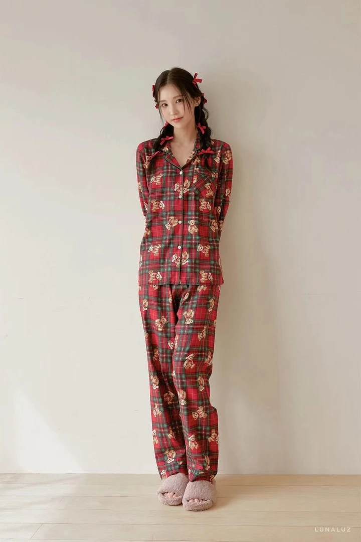 韩国luna品牌睡衣/家居服棉布小熊/均码90-140斤