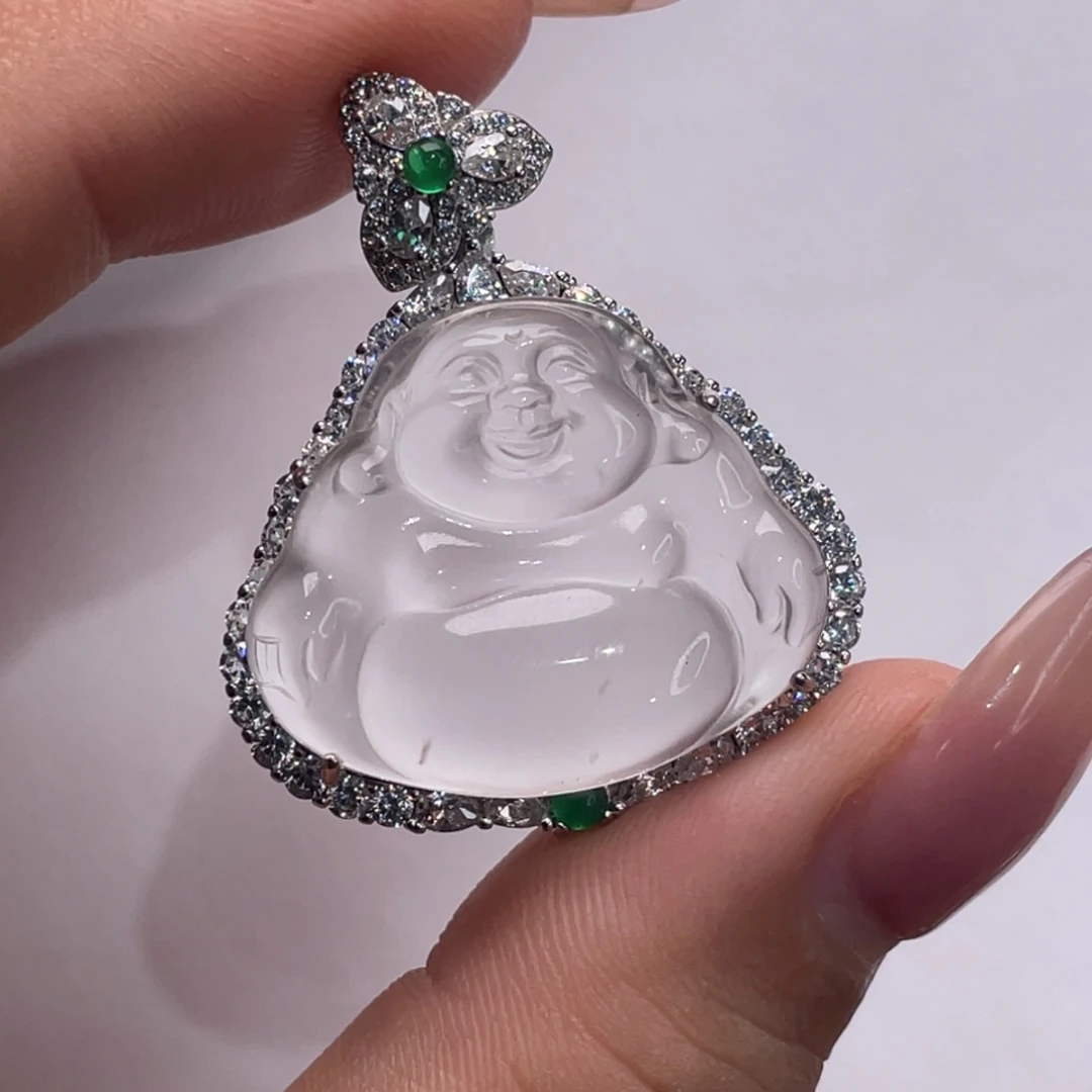 石英质玉未镶嵌黑钢雪花棉佛公