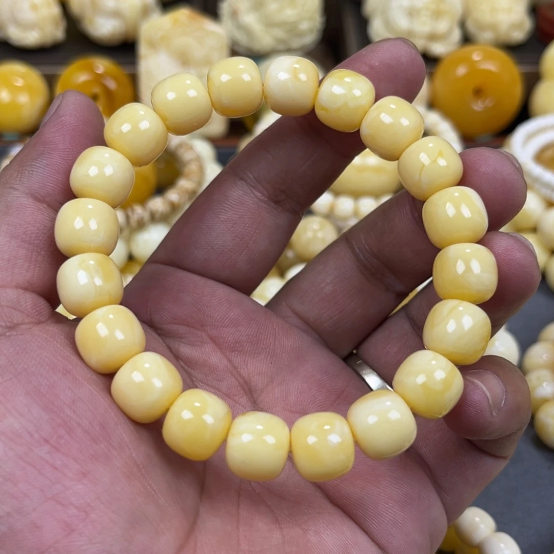 琥珀未镶嵌手串同料焦皮粉橘老邢手串11mm