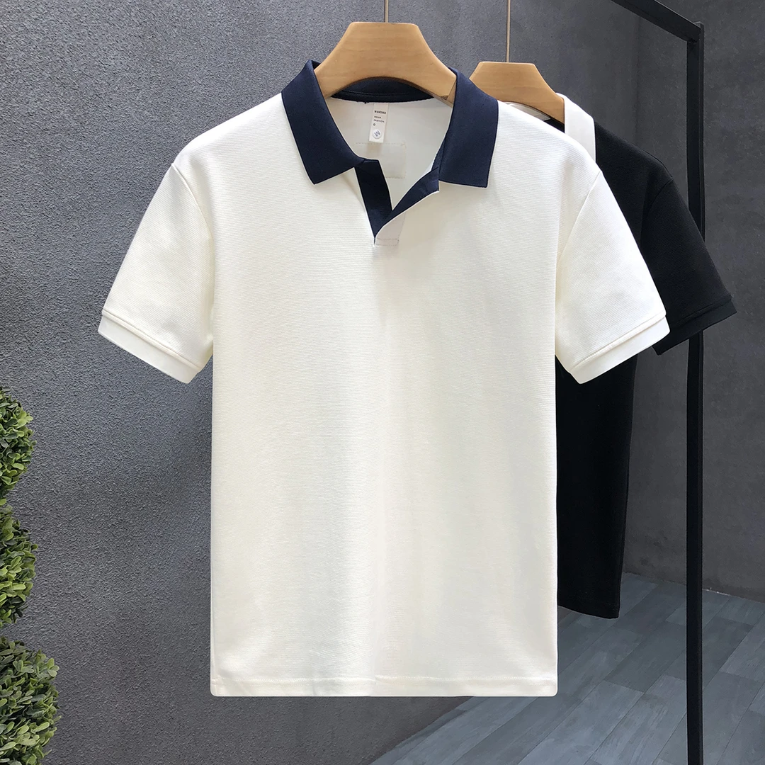 极简风时尚翻领短袖polo衫男生潮牌韩版痞帅半袖男士夏季带领上衣