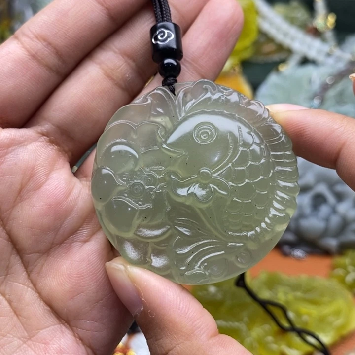 未镶嵌岫玉吊坠毛衣链锁骨链