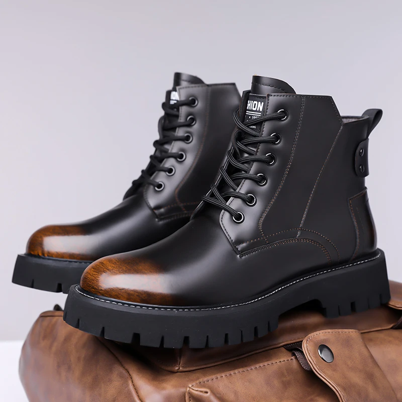 马丁靴男款爆款2025新款正品厚底高帮百搭黑潮流时尚英伦风秋新款