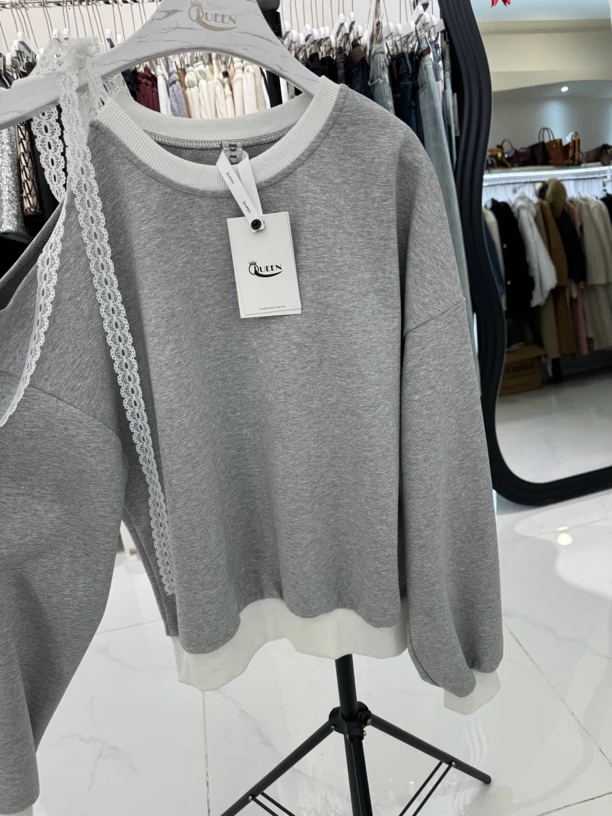 早春款漏肩卫衣上衣2025年春款