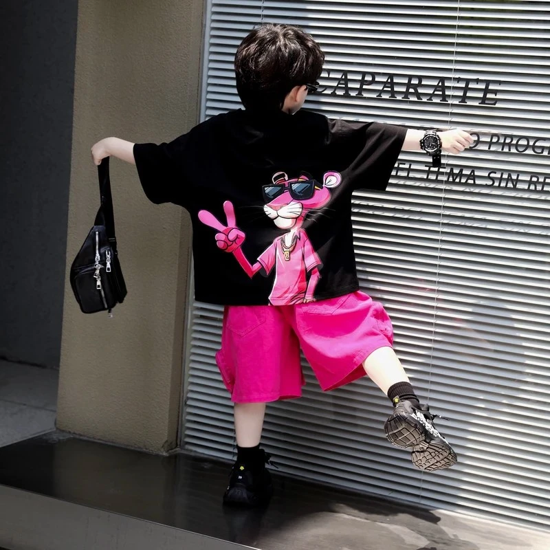 夏季儿童韩版宽松卡通百搭休闲短袖男童T恤印花童t恤男童t恤短袖