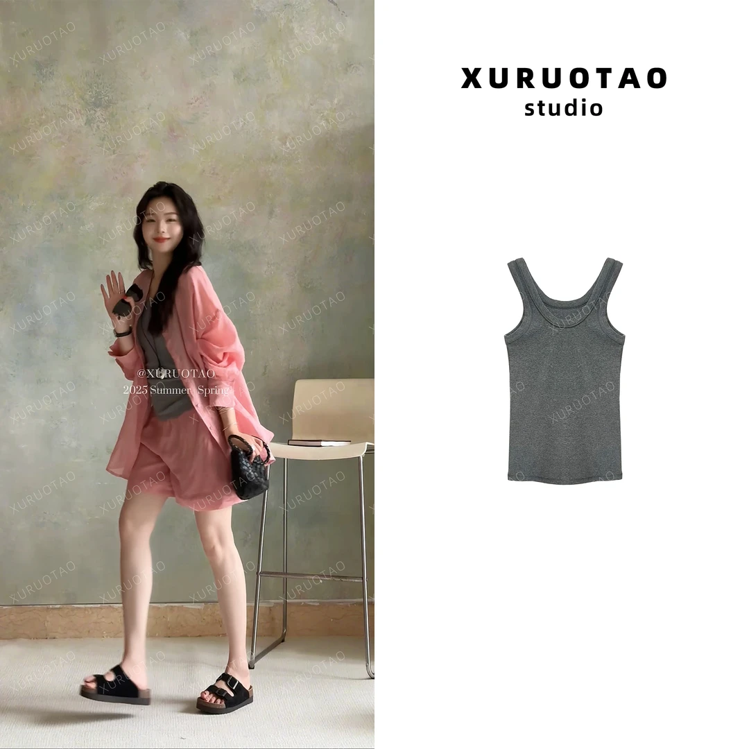 XURUOTAO【灰色背心（无胸垫）】U领吊带内搭上衣 T5220