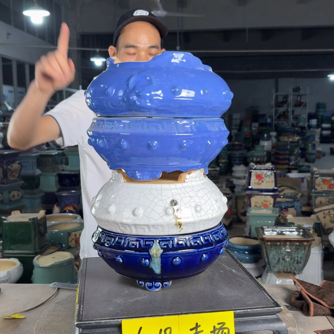 一风堂石湾花盆 内17*7瑕疵滴釉