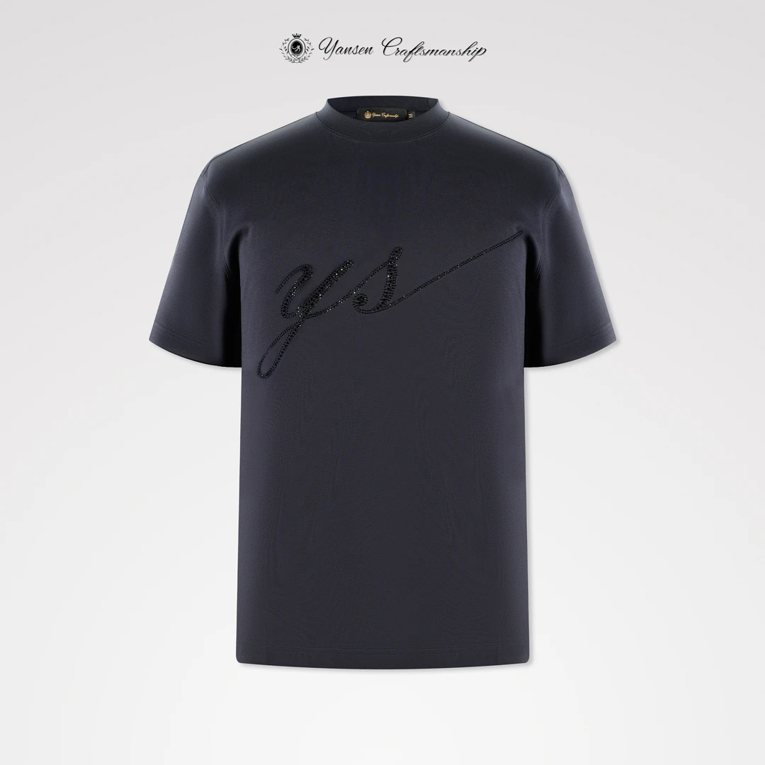 【黑标系列】液氨凉感定制面料精工进口钻烫钻圆领短袖T恤 Y041