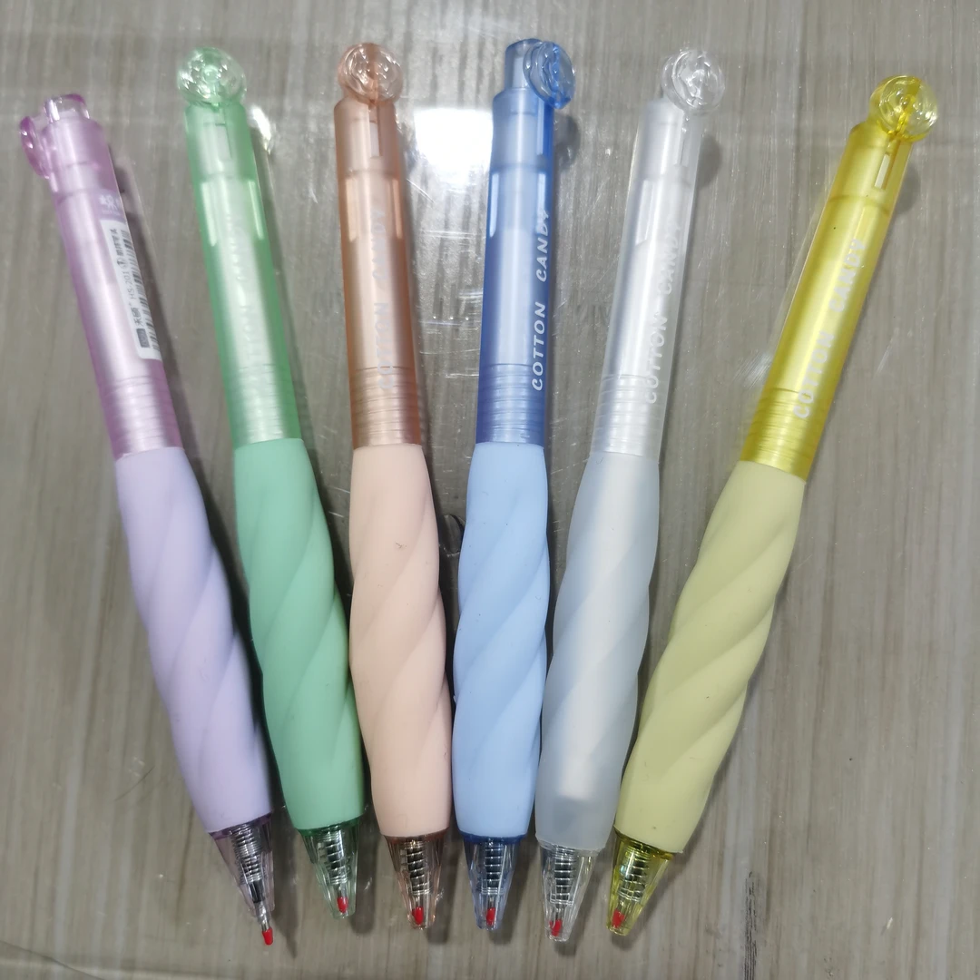【新潮直播浮力】禾硕棉花糖按动中性笔ST头硅胶软卧6支