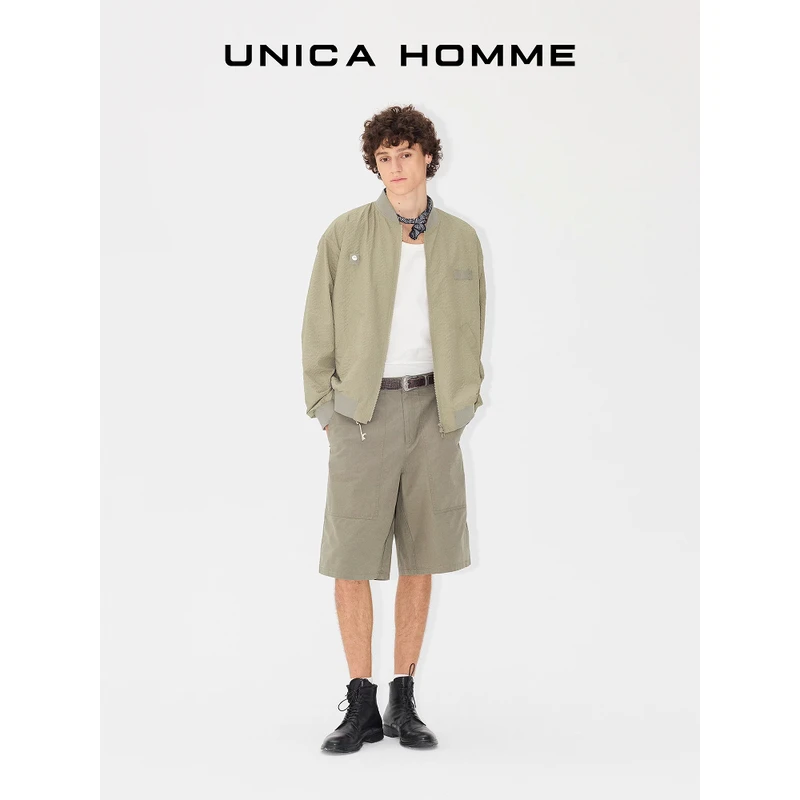 UNICA HOMME/硬朗复古_精梳棉伐木短裤清爽裤子