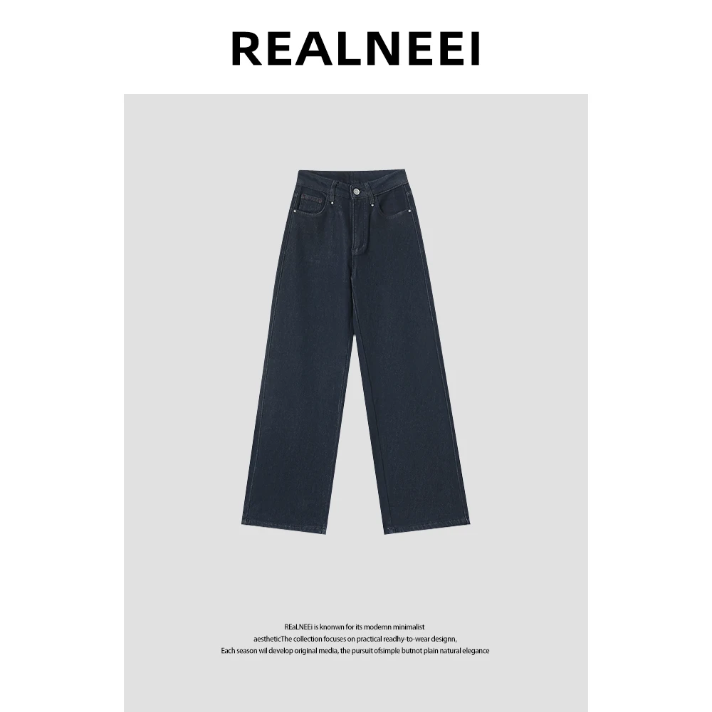 【狄桑特】“植绒裤”高品质酵磨水洗工艺百搭拼接直筒牛仔裤X99309