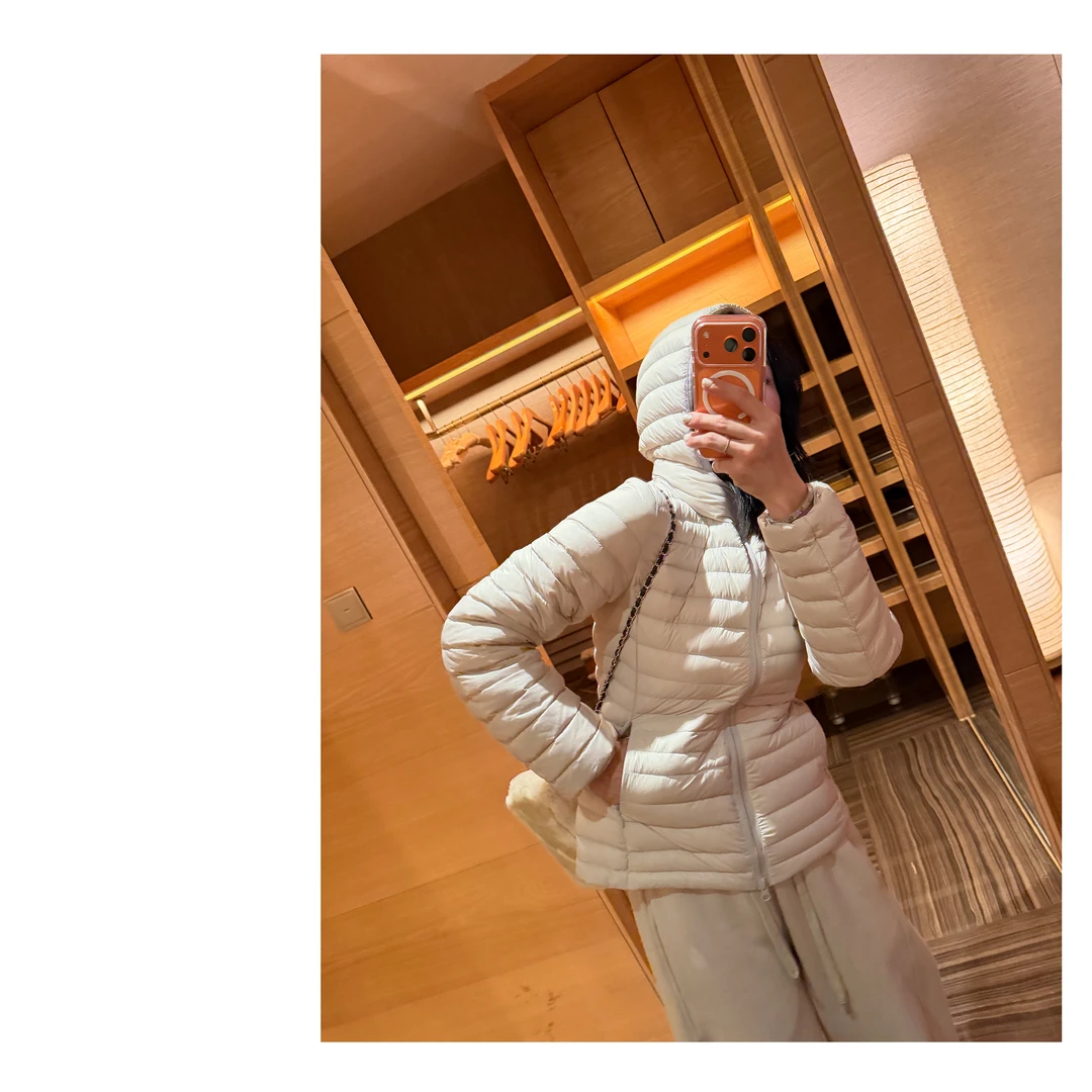 HDD- "暖暖冬日" 90白鸭绒 冬季女款修身超轻保暖连帽羽绒服Y9452