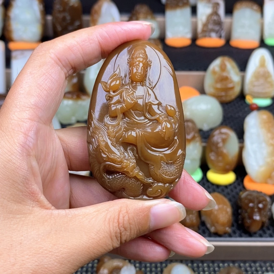 诗***方颈饰未镶嵌和田玉