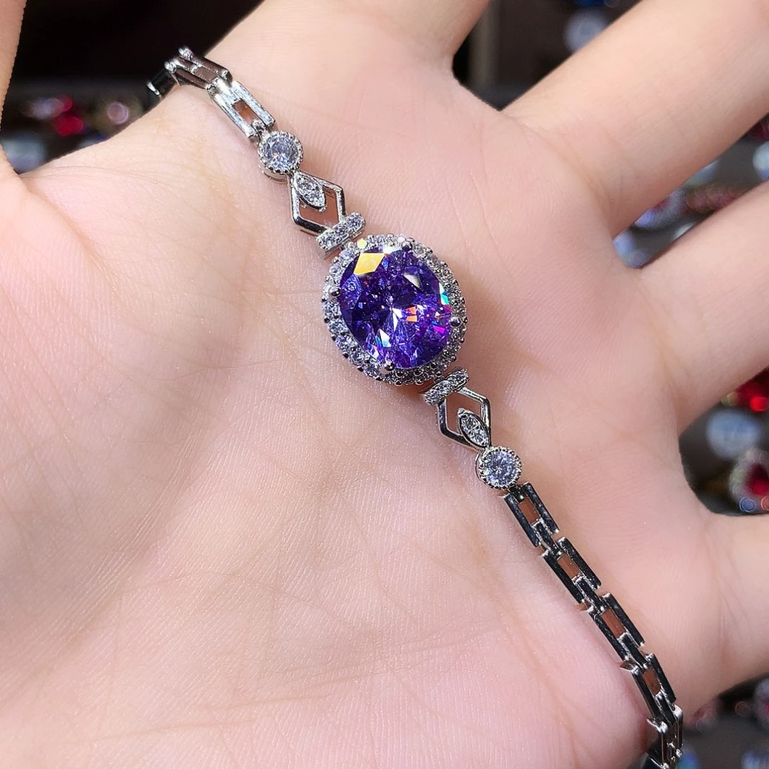 无925银浅紫罗兰色手链