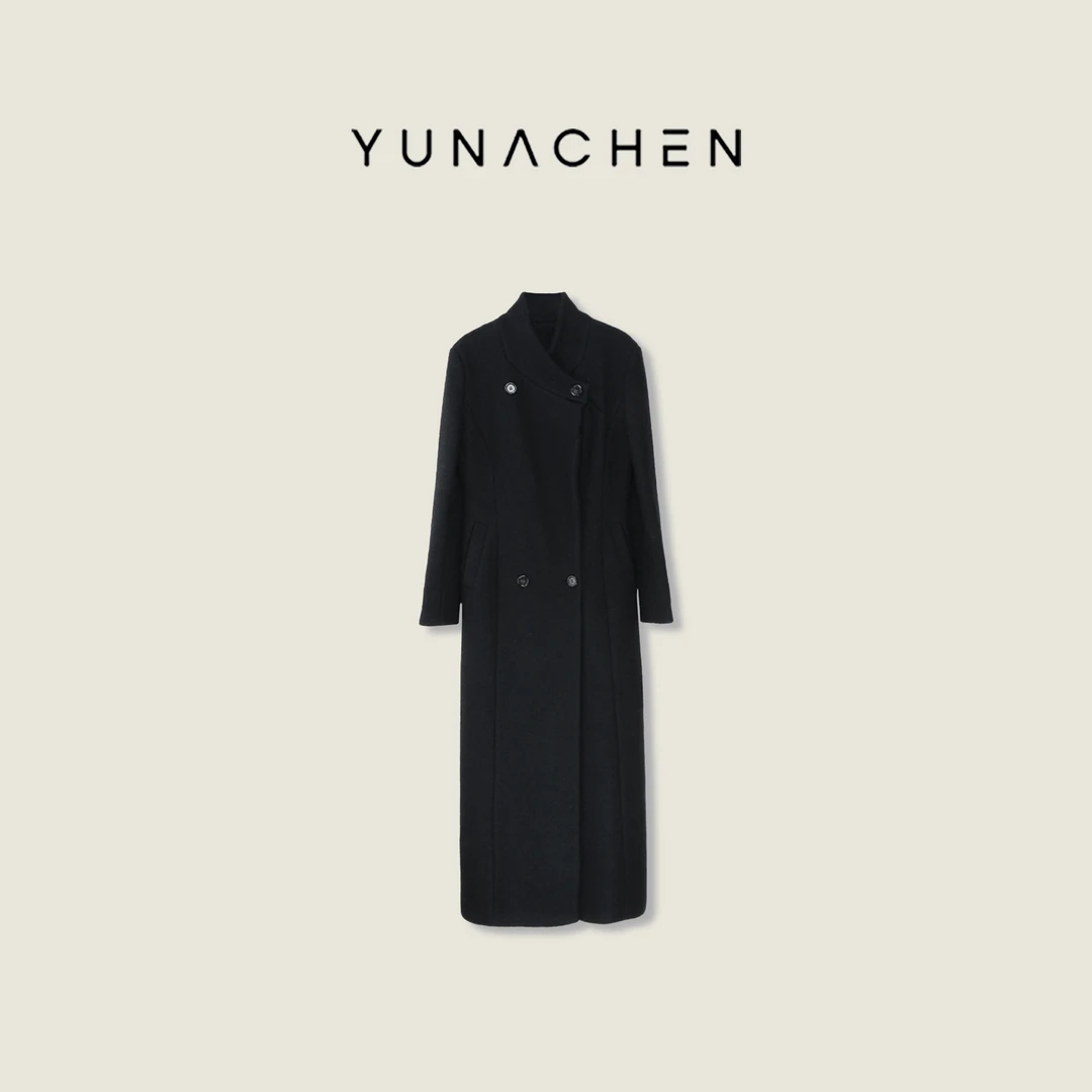 YUNACHEN现货【雾漫漫】I27秋冬简约款毛呢大衣外套01-999-W23QD04A