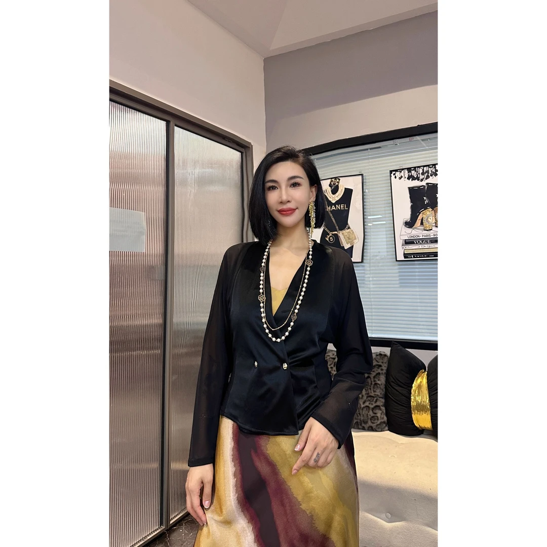 SONG-原创【外套-清雅夏日】春款醋酸黑色轻奢显瘦高级气质设计感