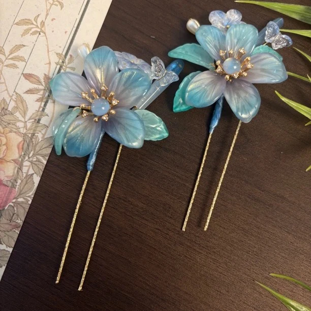 【蓝·水仙花】琉璃花古风汉服配饰