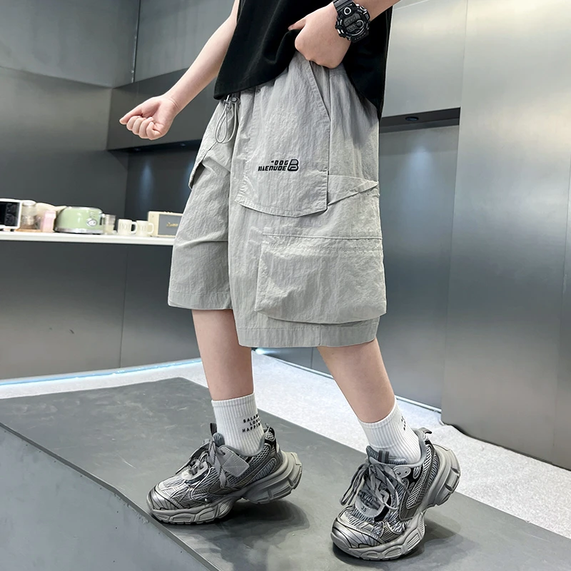 痞帅男童短裤夏装薄款2025新款宽松中大童工装五分裤速干儿童中裤