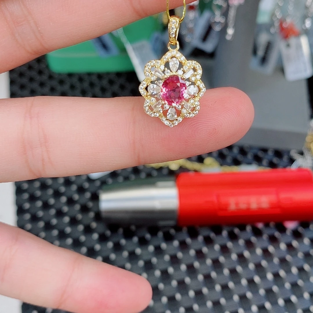 银S925镶嵌吊坠(不含链)碧玺