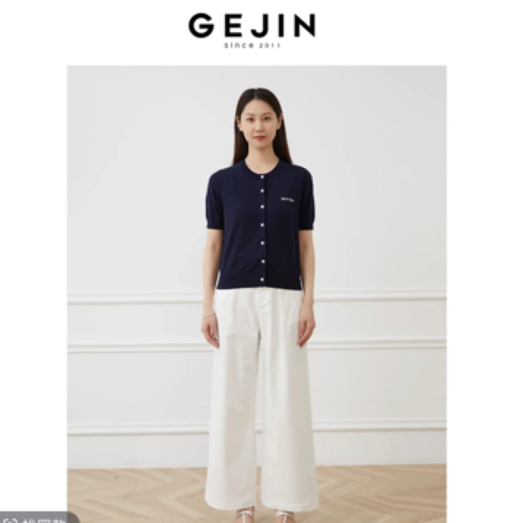 GEJIN/歌锦2025夏新款时尚简约通勤圆领针织衫GD22562313