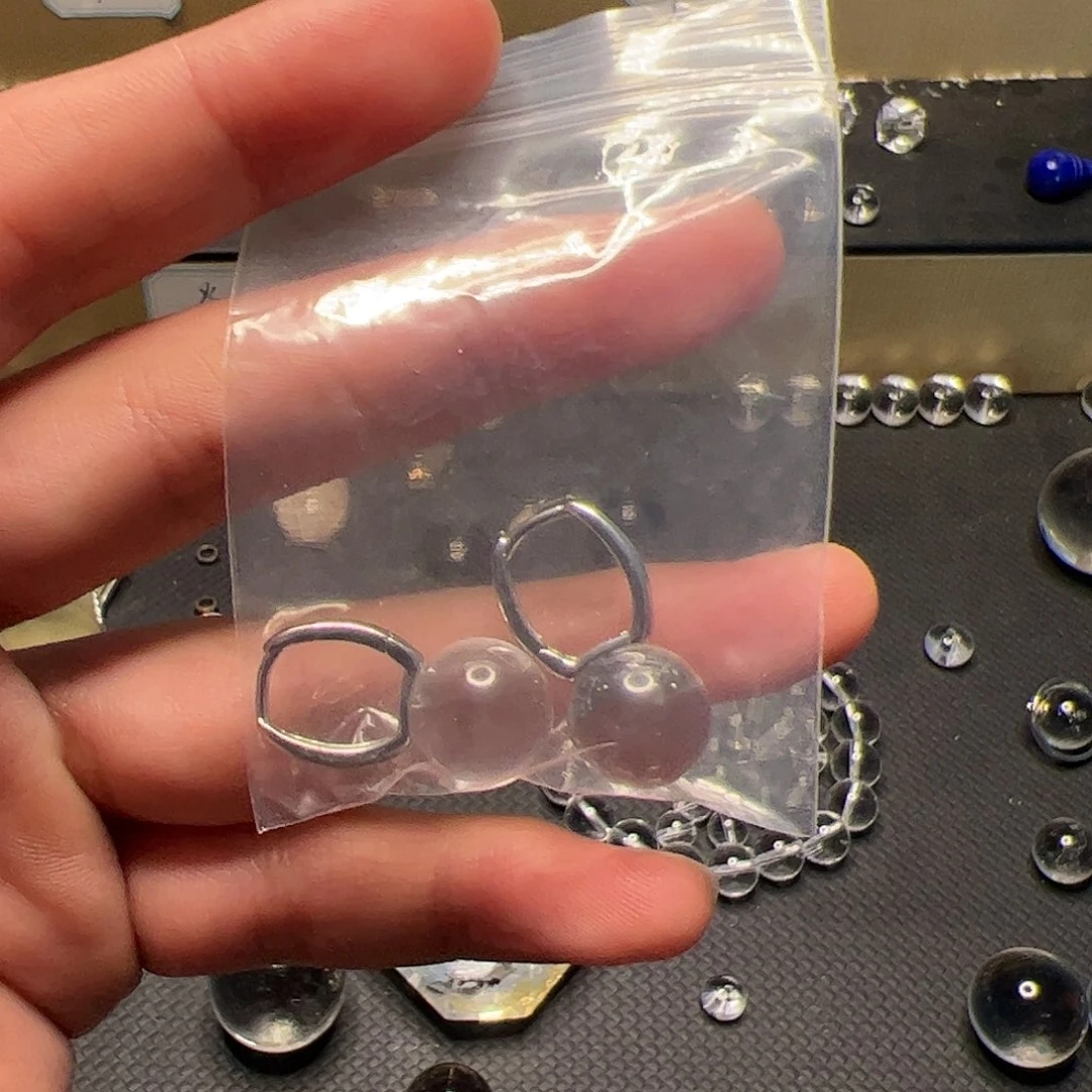 Y***.水晶耳饰银S925镶嵌纯天然白水晶全净体耳扣