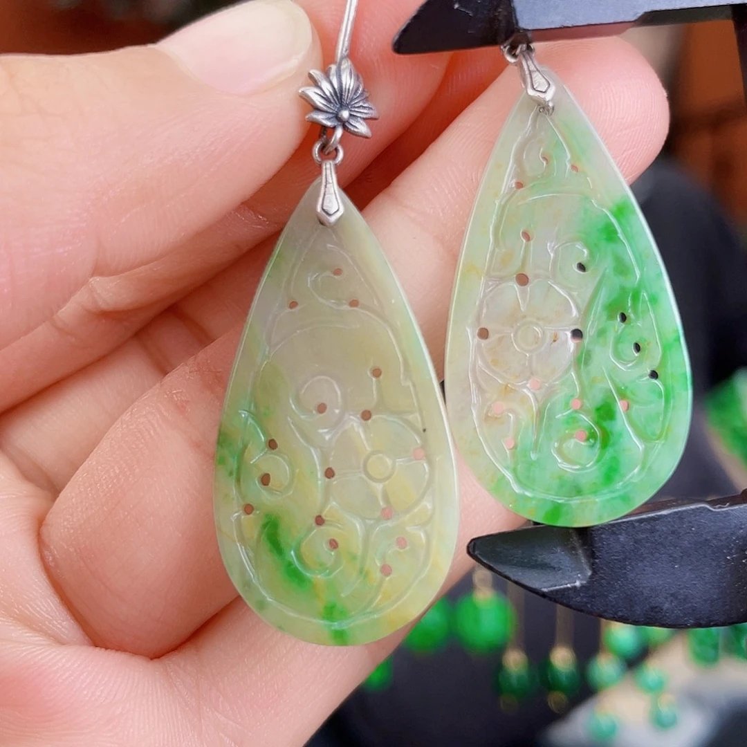 翡翠未镶嵌耳饰饰品