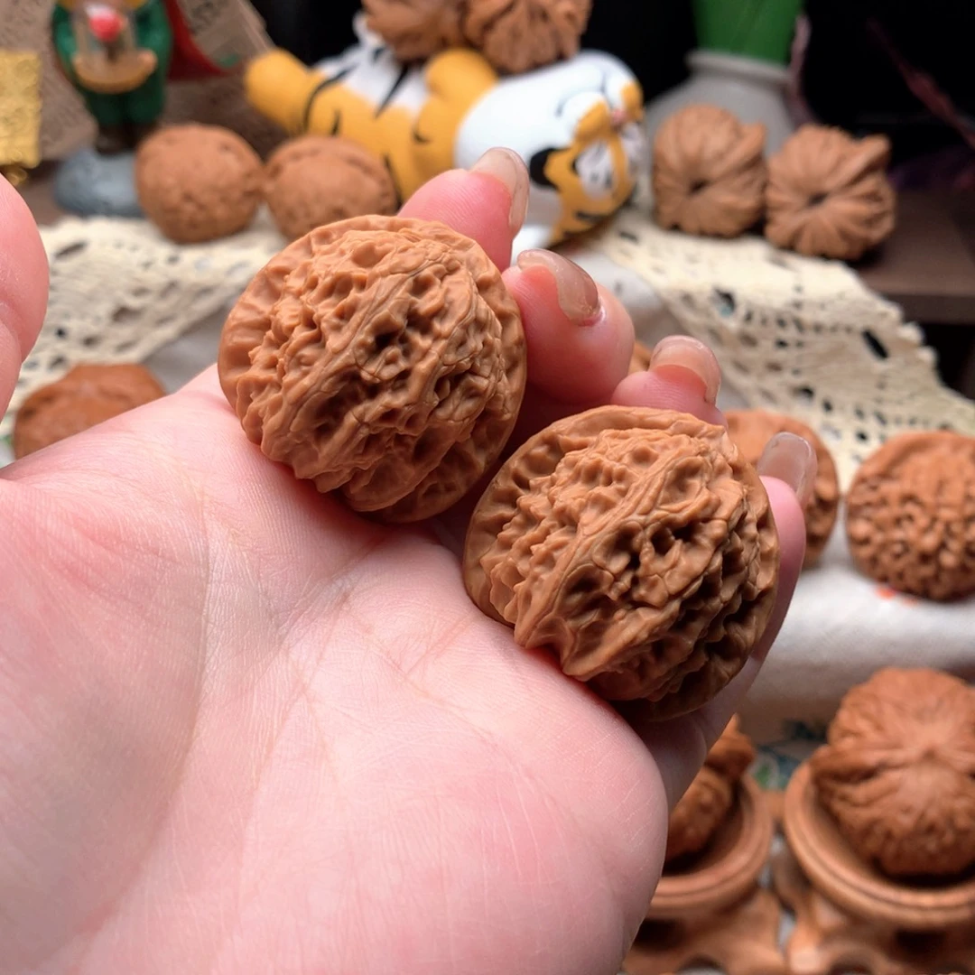 把件文玩核桃35三角白