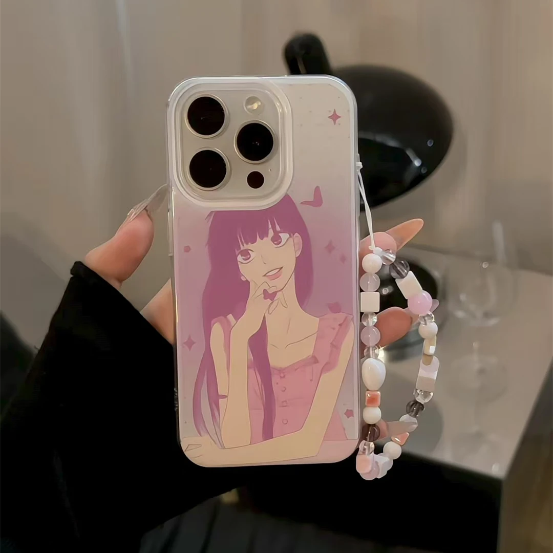 胭粉黑沼爽子适用苹果17华为p70oppo小米15vivo双层IMD挂链手机壳