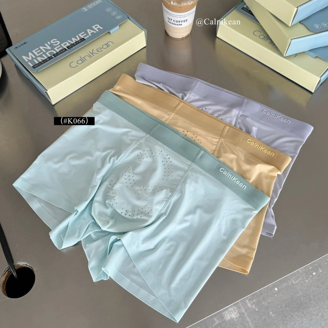 男士超薄冰氧裤平角内裤通风透气冰凉高弹四角底裤礼盒装K066