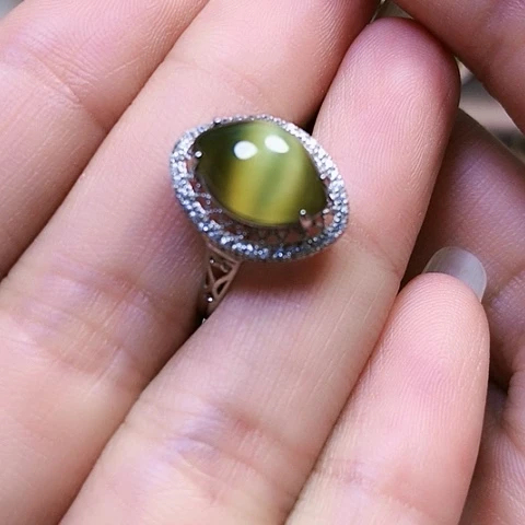 和田玉戒指银S925镶嵌