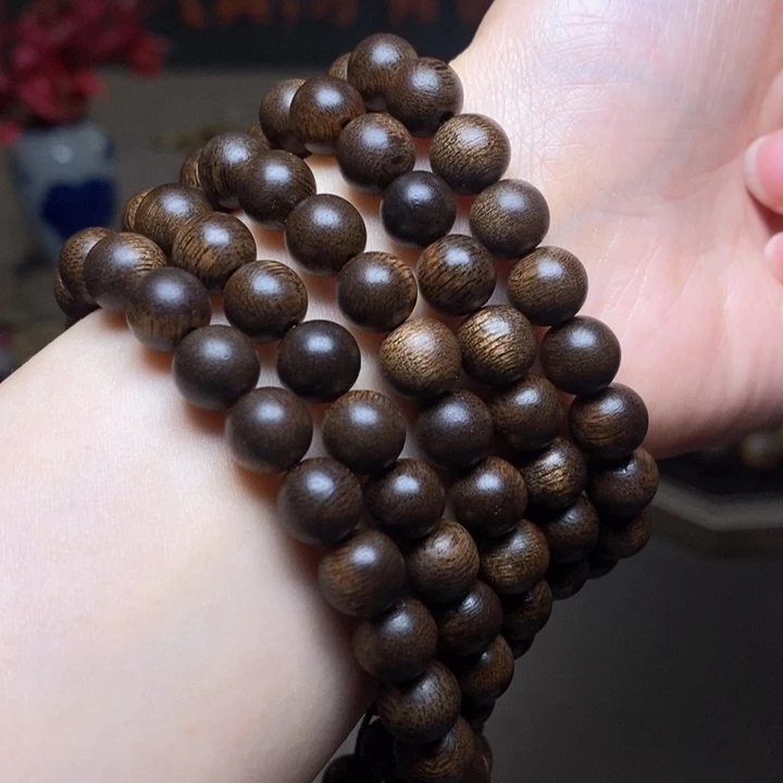 沉香手串越南芽庄白棋楠0.8×108